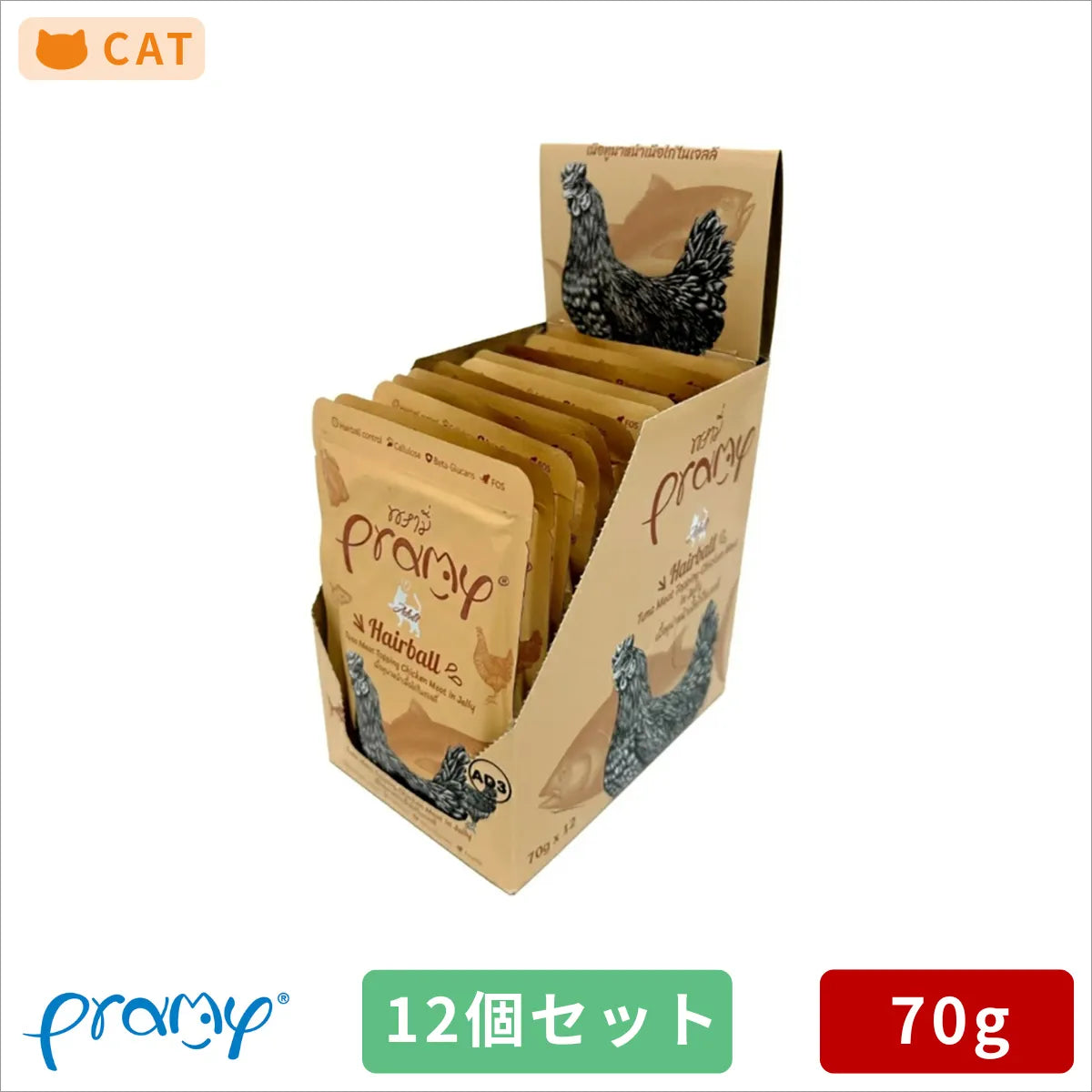 プラミー ツナ・チキンゼリー ヘアボール 70g×12個入り