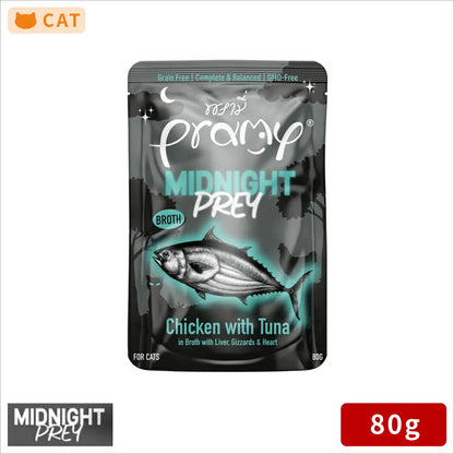 プラミー ミッドナイト チキン ツナ ブイヨン仕立て キャットフード アダルト 80g