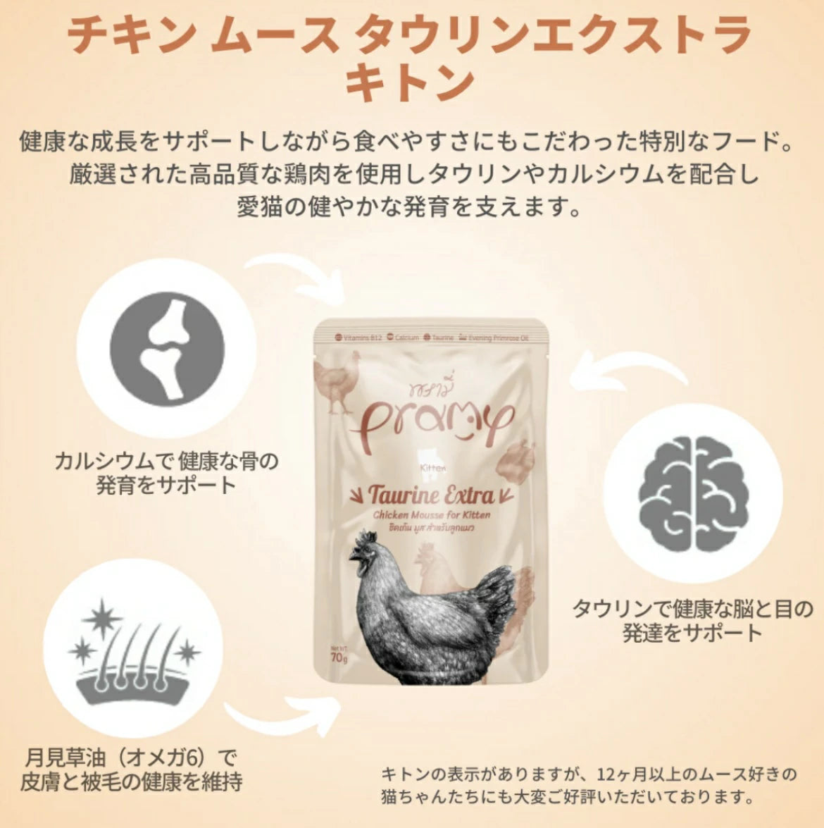 プラミー チキンムース タウリンエクストラ キトン 70g×12個