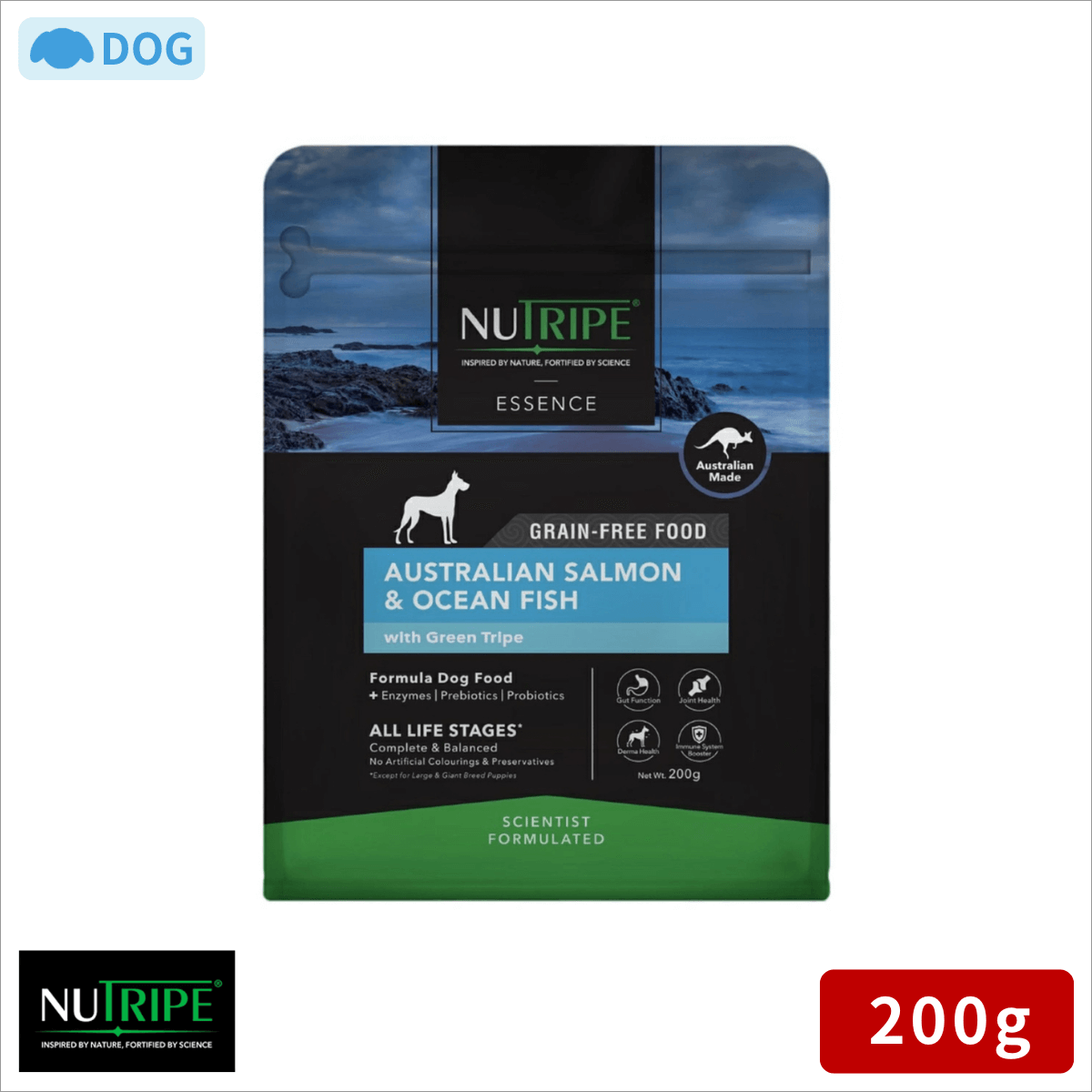 ニュートライプ ドックフード ドライ　サーモン＆フィッシュ＆グリーントライプ 200g