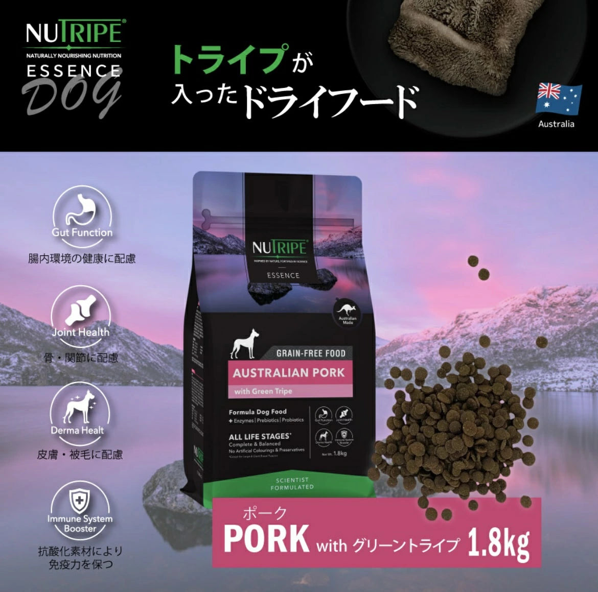 ニュートライプ 犬 ドックフード ドライ　ポーク＆グリーントライプ 1.8kg