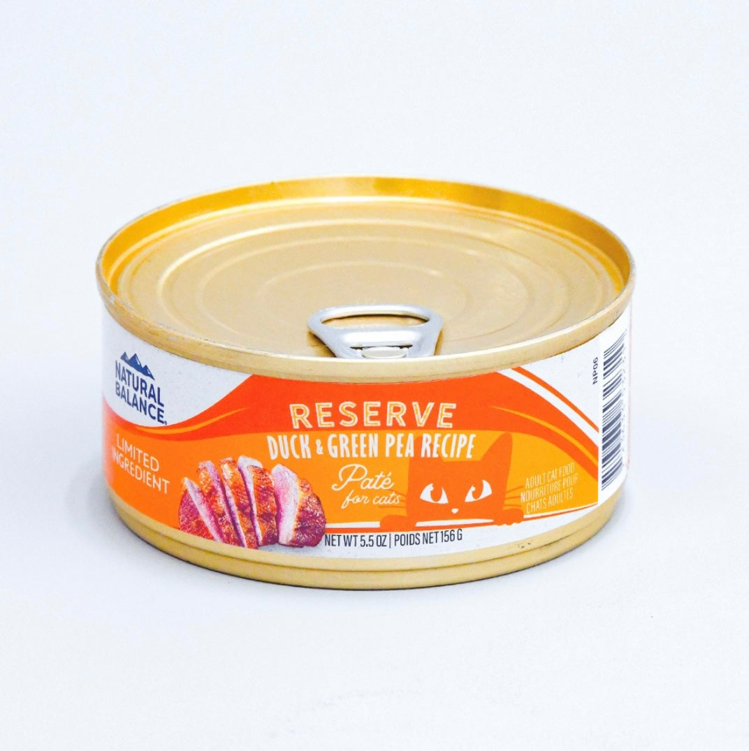 ナチュラルバランス LIDリザーブ 成猫用 ダック＆グリーンピースレシピ缶 グレインフリー 156g