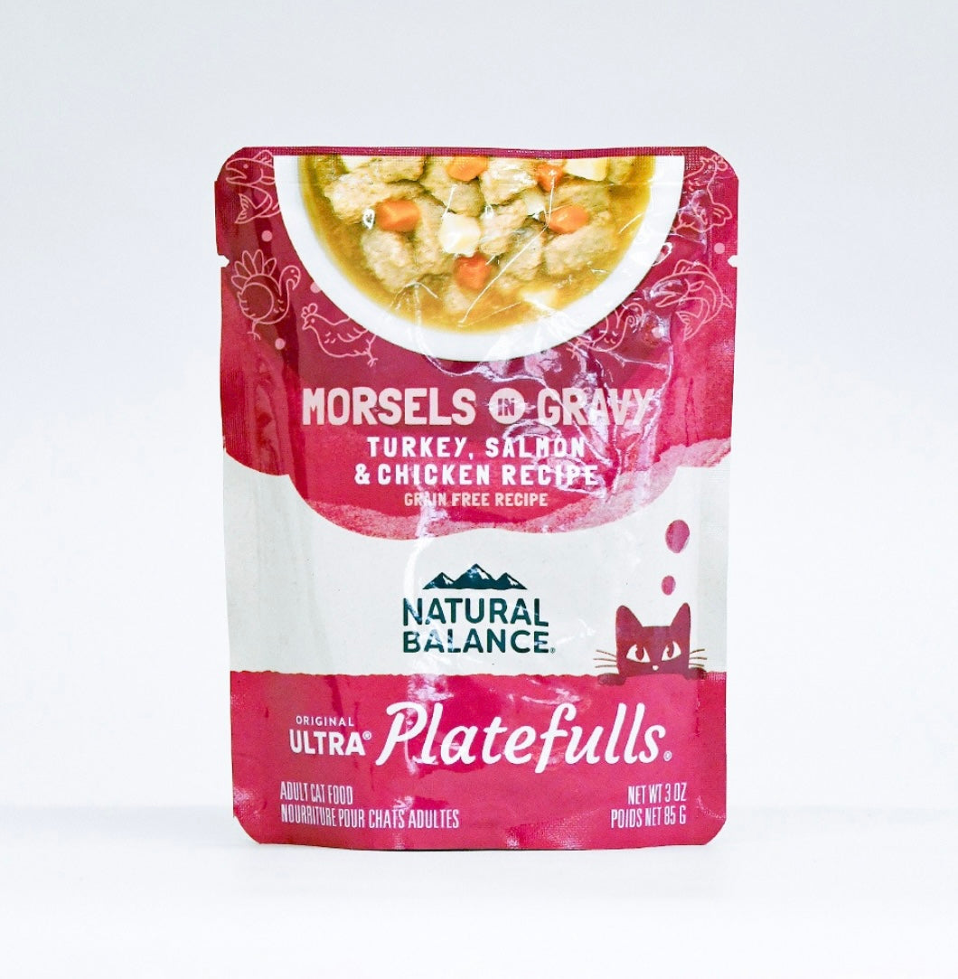 ナチュラルバランス オリジナルウルトラプレートフル 成猫用 ターキー・サーモン＆鶏肉レシピ グレインフリー 85g